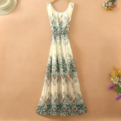 Robe Maxi en Mousseline Florale Bohémienne pour Femmes