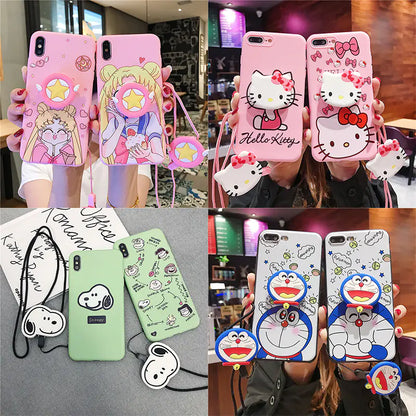 Coque de téléphone Snoopy mignonne avec support et protecteur