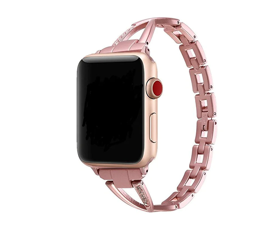 Bracelet Apple Watch X-Type en Acier Inoxydable avec Diamants