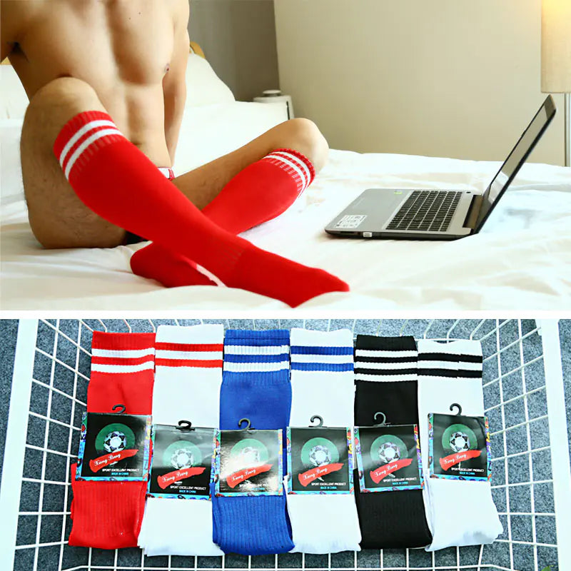 Men's Knee-High Striped Socks for Fashion and Sports