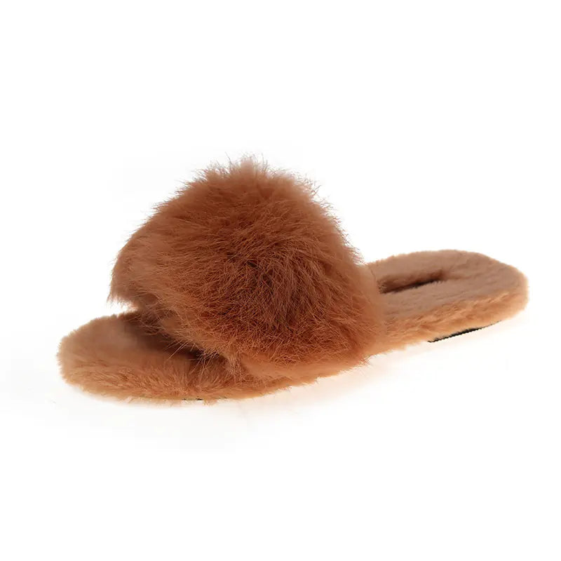 Candy-Colored Plush Outdoor Slippers