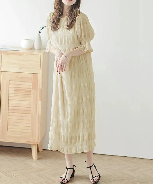 Chic Vintage Ruffled Texture Dress YK1057
