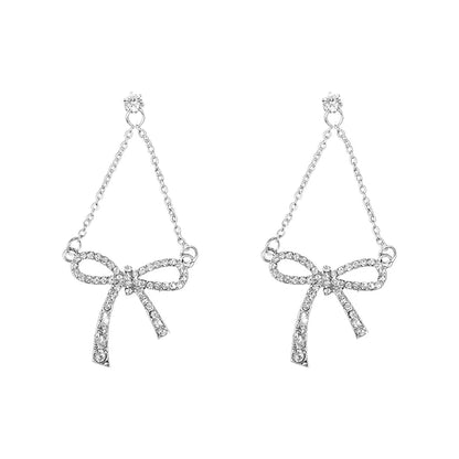 Glam Bow Zirconia Drop Earrings