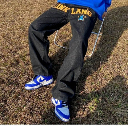Jeans Larges à la Mode Hip-Hop Américaine Rétro pour Hommes