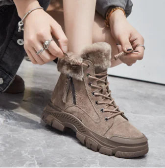 Baskets en Peluche Tendance pour Femmes avec Semelle Épaisse pour l'Hiver