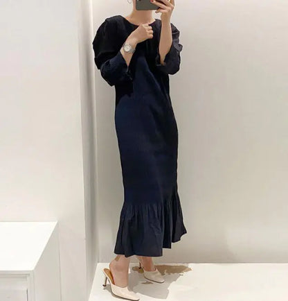 Chic Vintage Ruffled Texture Dress YK1057