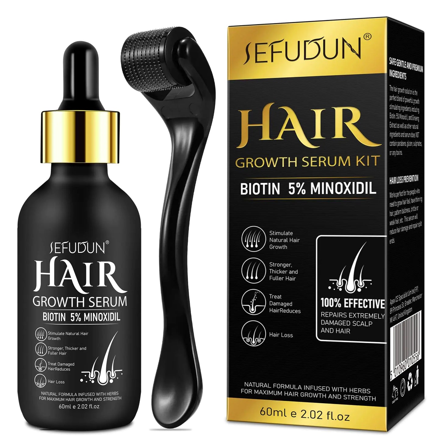 5% Minoxidil Hair & Beard Growth Kit with Derma Roller