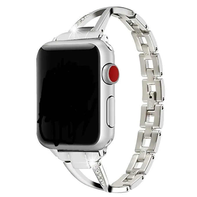 Bracelet Apple Watch X-Type en Acier Inoxydable avec Diamants