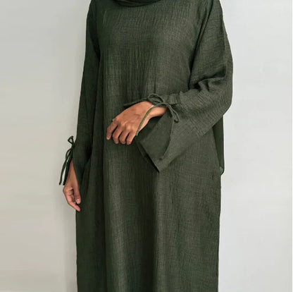 2025 Elegant Ramadan Solid Color Abaya