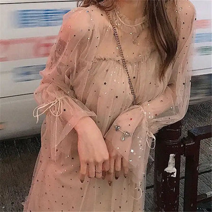 Robe Féerique pour Femmes avec Jupe en Filet pour Printemps et Été