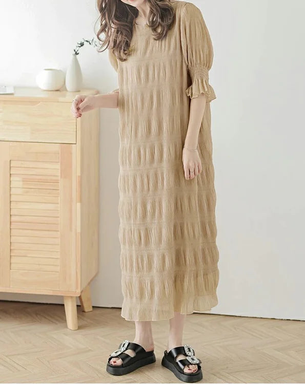 Chic Vintage Ruffled Texture Dress YK1057