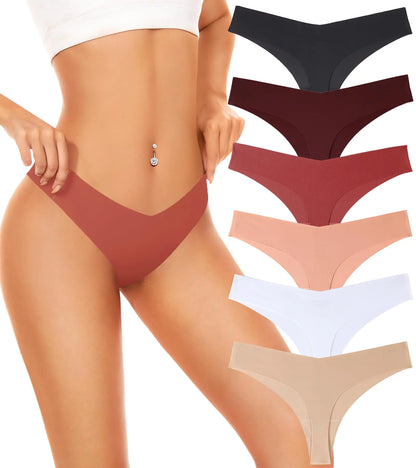 LMELMD Seamless Underwear Women Pack No Show Thongs For Women Ladies Sexy Panties Underwear Breathable Comfortable 6 Packs XXL