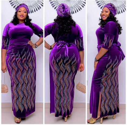 Robe Maxi Imprimée Africaine Grande Taille avec Fentes Latérales