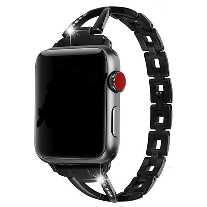 Bracelet Apple Watch X-Type en Acier Inoxydable avec Diamants