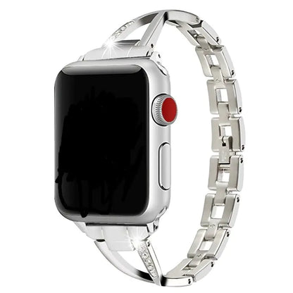 Bracelet Apple Watch X-Type en Acier Inoxydable avec Diamants