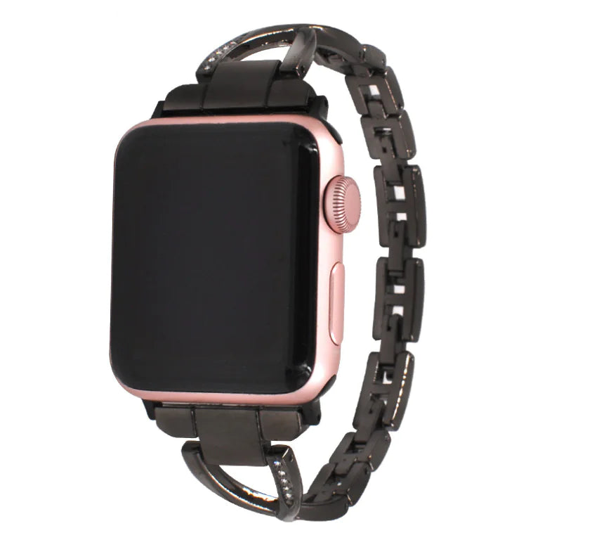 Bracelet Apple Watch X-Type en Acier Inoxydable avec Diamants