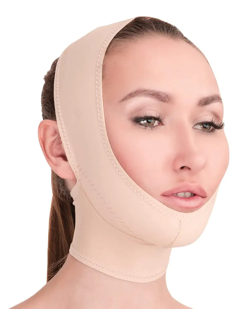 Post Surgical Chin Strap Bandage for Women - Neck and Chin Compression Garment Wrap - Face Slimmer Jowl Tightening (S)