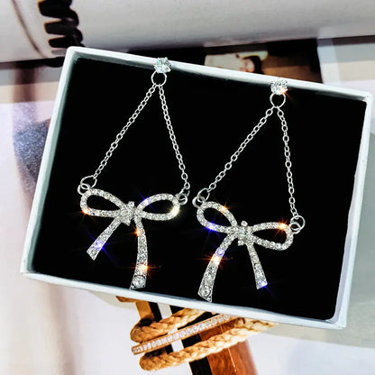 Glam Bow Zirconia Drop Earrings
