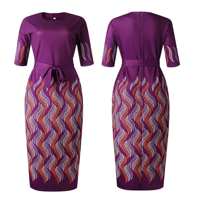 Robe Maxi Imprimée Africaine Grande Taille avec Fentes Latérales