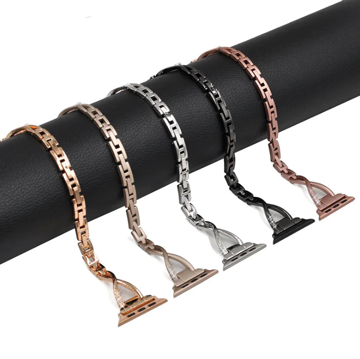 Bracelet Apple Watch X-Type en Acier Inoxydable avec Diamants