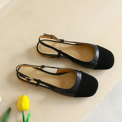 Chic Retro Slingback Low Heels for Women