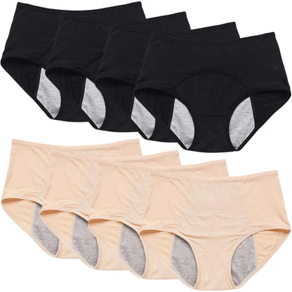 Leakproof Panties for Women Over 60 Leakproof Ladies Underwear Leakproof Underwear for Women (4 Skin+4 BlackX-Small)