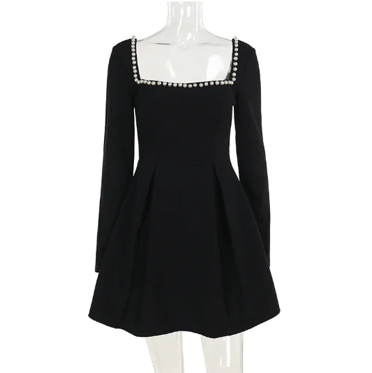 Jane Square-Neck Pearl Dress