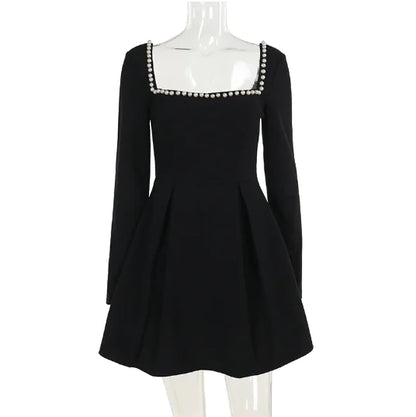 Jane Square-Neck Pearl Dress