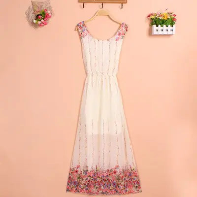 Robe Maxi en Mousseline Florale Bohémienne pour Femmes