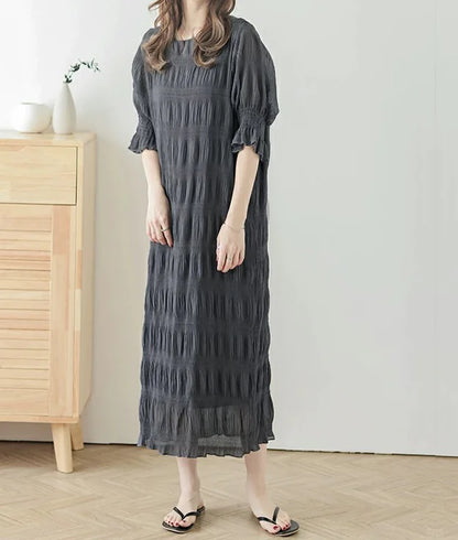 Chic Vintage Ruffled Texture Dress YK1057