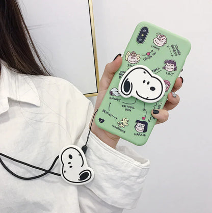 Coque de téléphone Snoopy mignonne avec support et protecteur