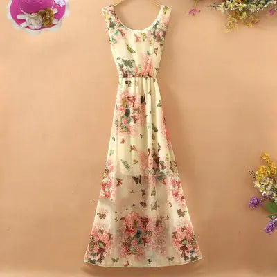 Robe Maxi en Mousseline Florale Bohémienne pour Femmes