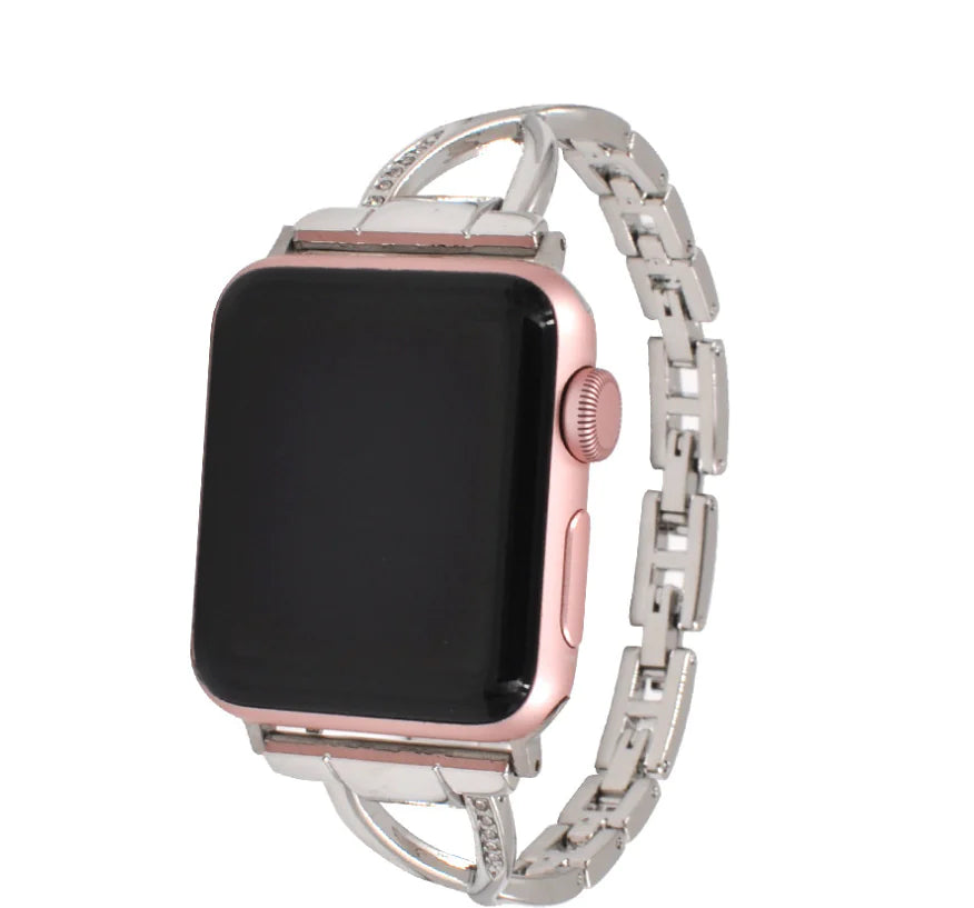 Bracelet Apple Watch X-Type en Acier Inoxydable avec Diamants