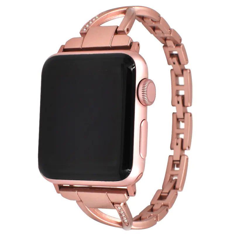 Bracelet Apple Watch X-Type en Acier Inoxydable avec Diamants