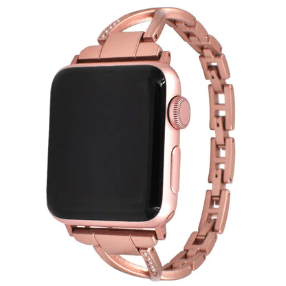 Bracelet Apple Watch X-Type en Acier Inoxydable avec Diamants
