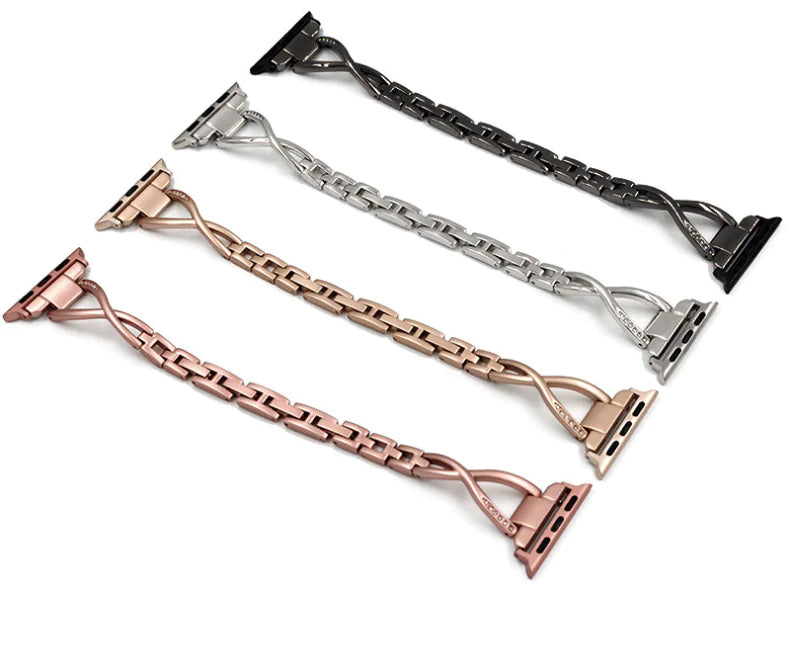 Bracelet Apple Watch X-Type en Acier Inoxydable avec Diamants